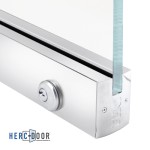 R25S12 with lock, FHC 2-1/2" Low Profile Square Door Rail With Lock For 1/2" Glass - 35-3/4" Length